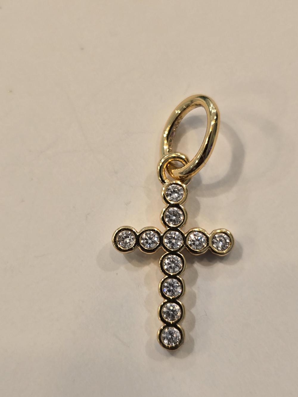 Pandora - Gold Crystal Cross Pendant Charm - Women Jewelry